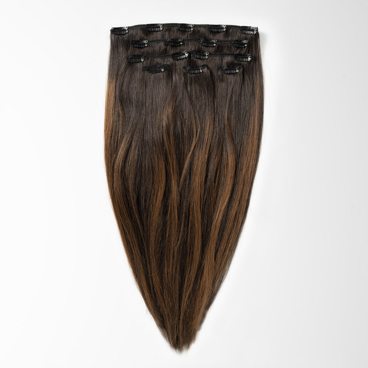 Classic clip in - Dark Chocolate Brown Balayage 1A+4