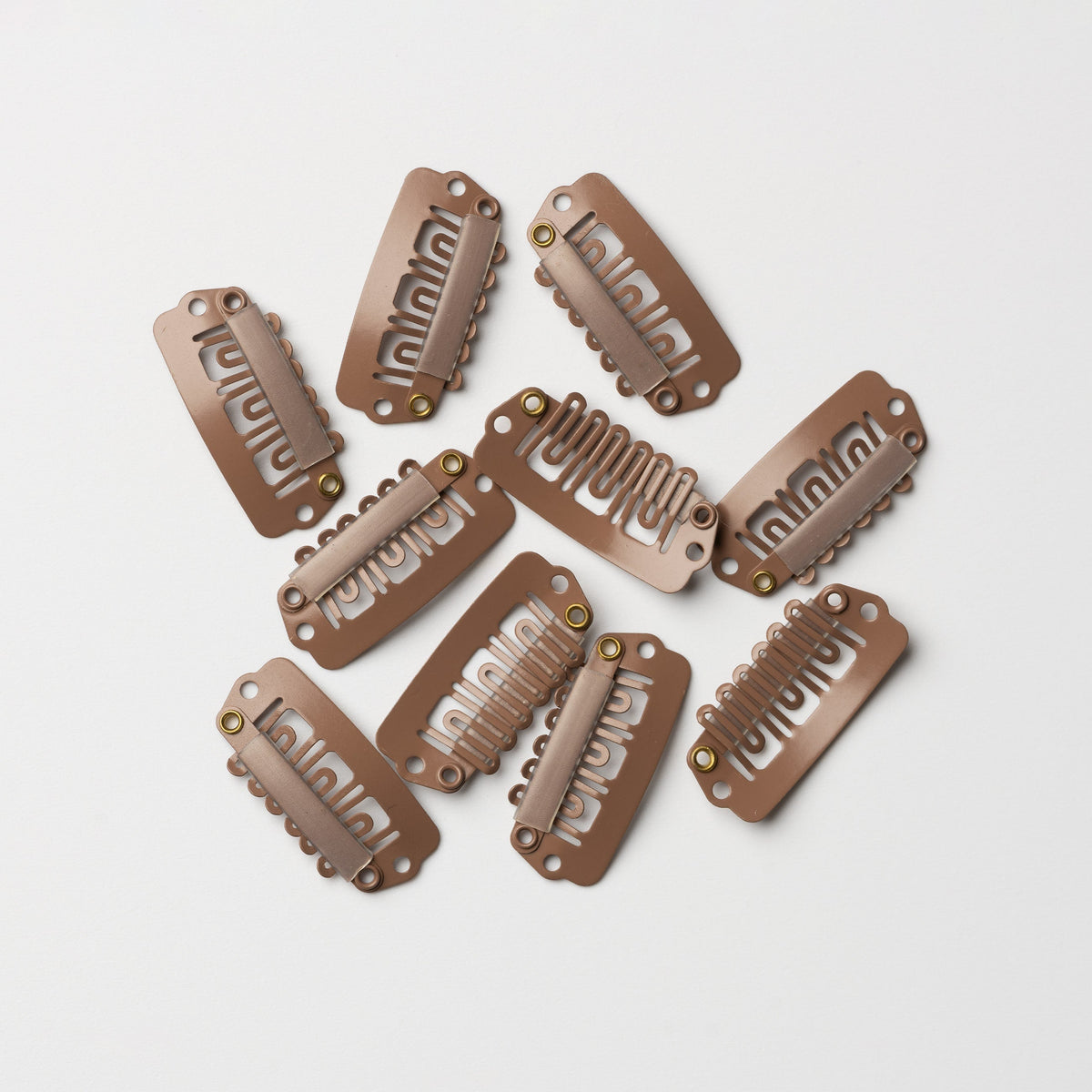 Clips for Extensions - 10 Pcs - Brown
