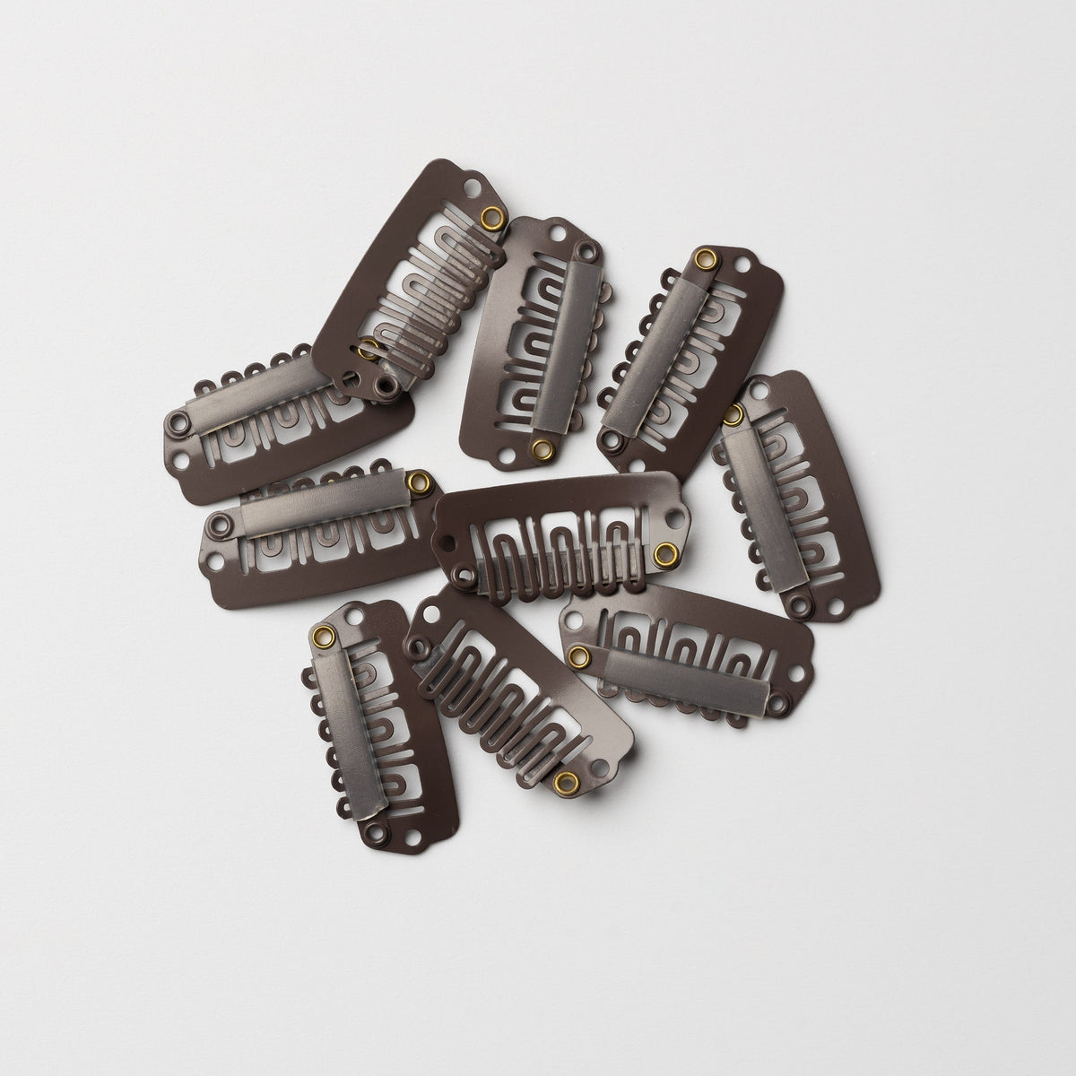 Clips for Extensions - 10 Pcs - Dark Brown