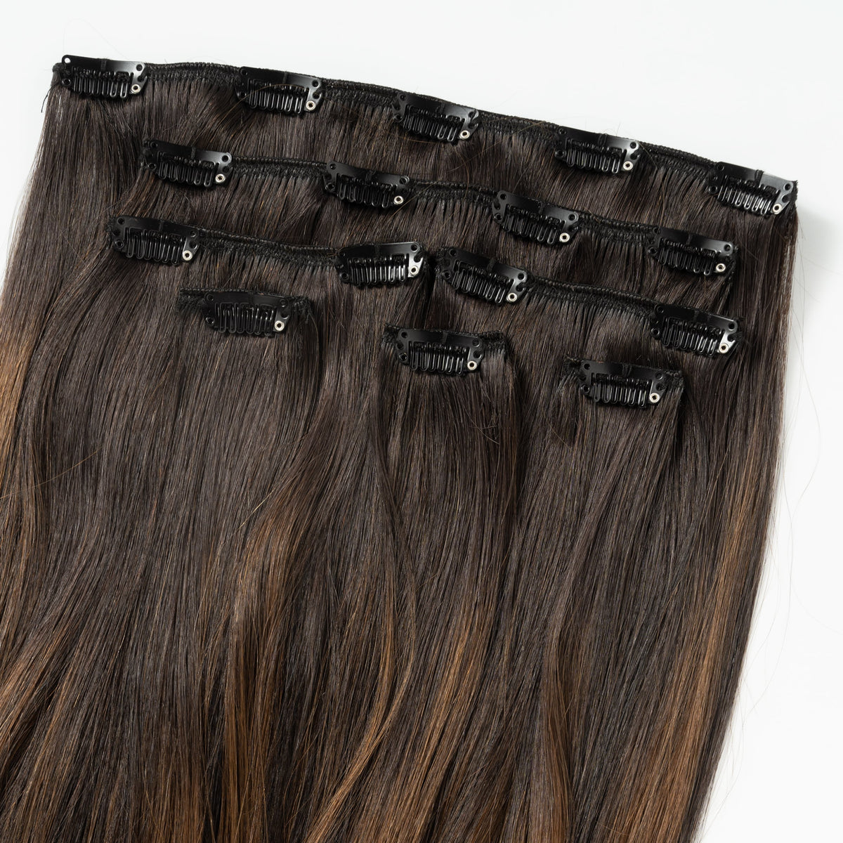 Classic clip in - Dark Chocolate Brown Balayage 1A+4